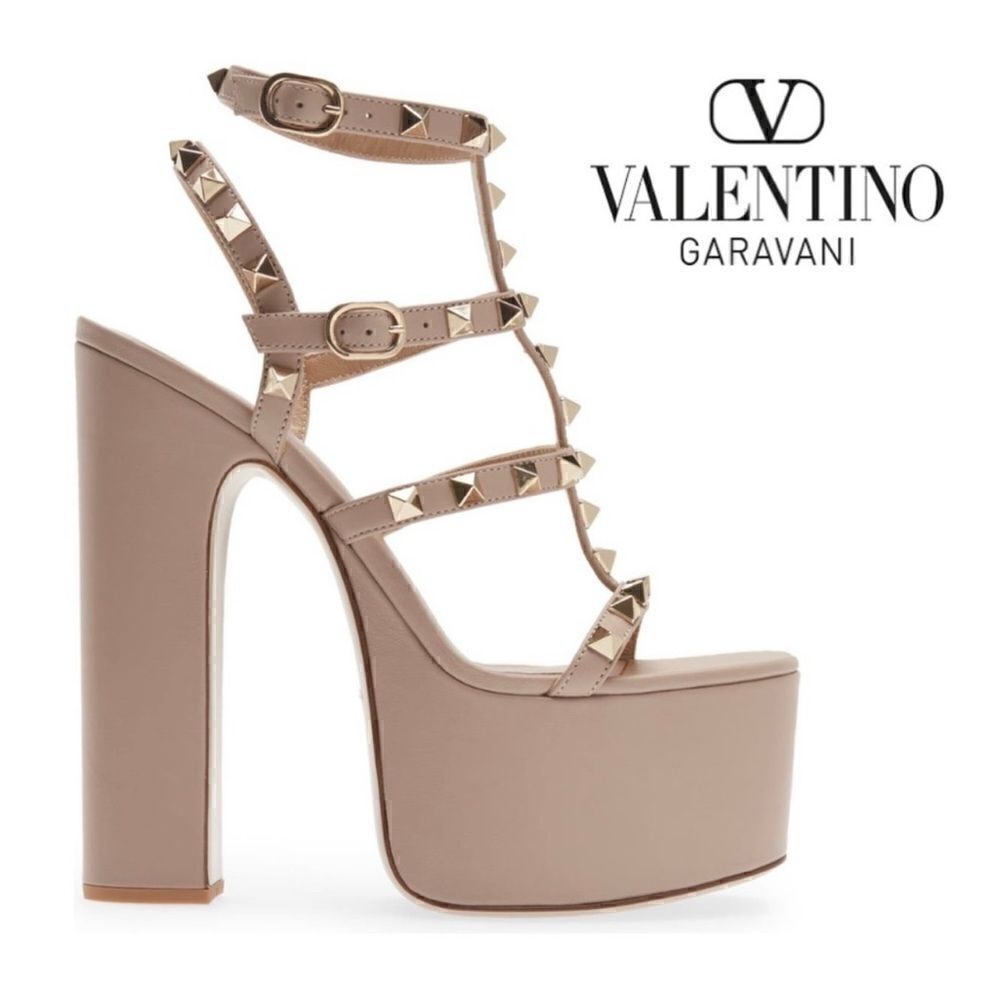 Valentino Garavani Rockstud Platform Heels Nude Size 39.5 - Picture 1 of 12
